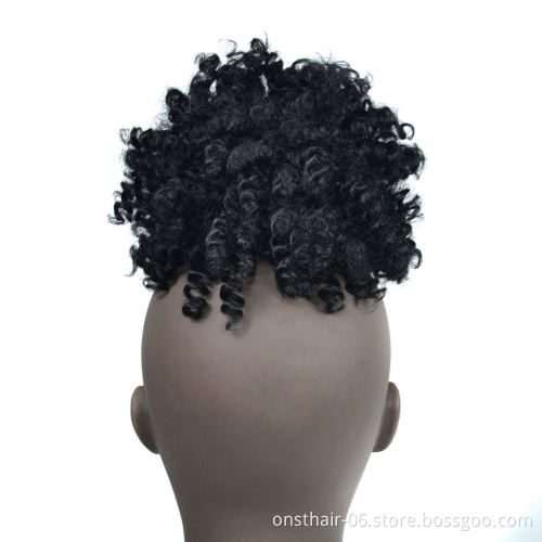 High Afro Puff Curlywig P Onytaildrawstring Short Afro Kinkyp Ony Tail Clip in Synthetic Hair Bun with Bang Extensions 1pc/pack